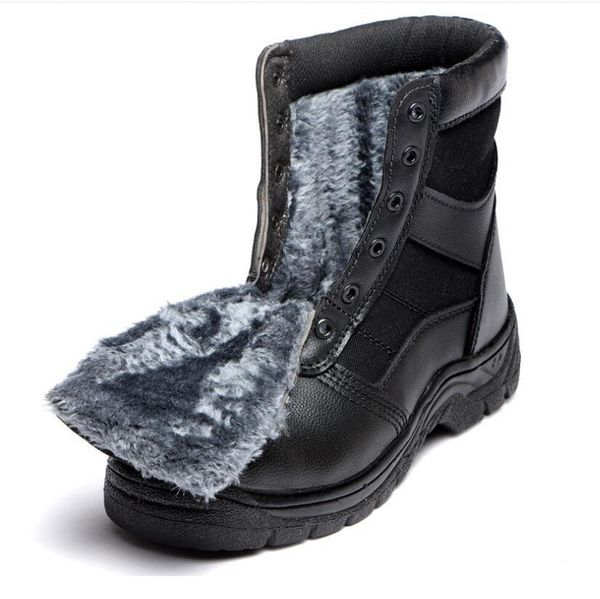 Outdoor-Arbeitsstiefel, Winter, warm, Stahlkappe, Sicherheitsschuhe, Leder, Schneestiefel, Herren, Anti-Smashing-Piercing, D8HP