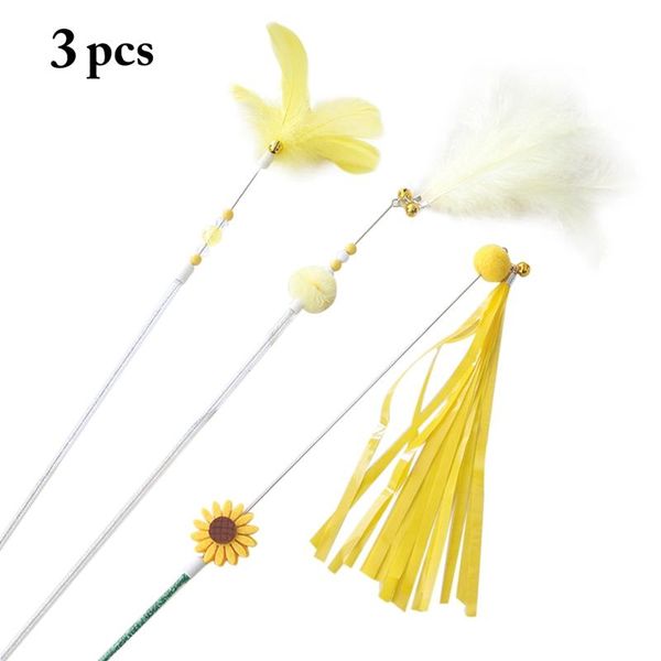 

cat teaser wands pet toy fake feathers kitten stick interactive chasing teasers sticks toys