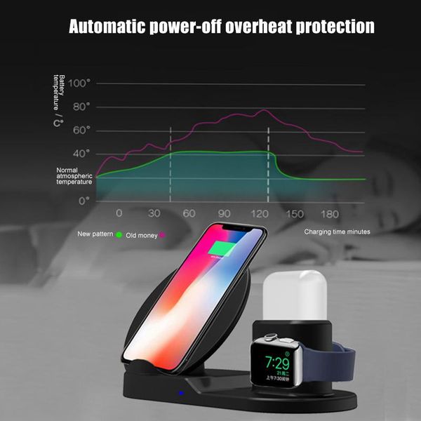

in 1 qi wireless charger charging dock station stand for mobile phone watch earphone vdx99 cell mounts & holders