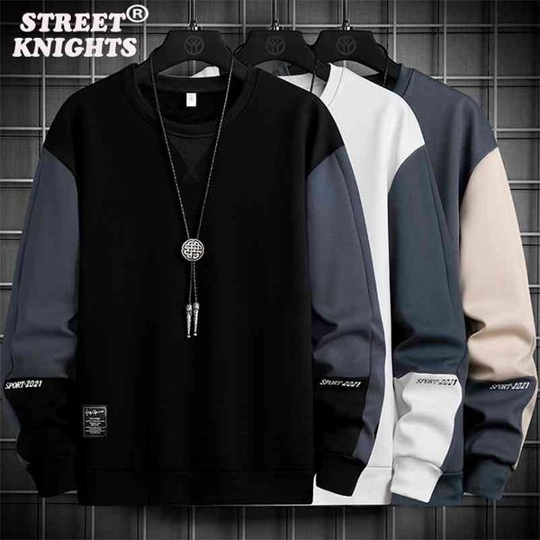 

spring autumn solid color splice casual men hoodies sweatshirts men fashion harajuku streetwear hoodies sweatshirt 210818, Black