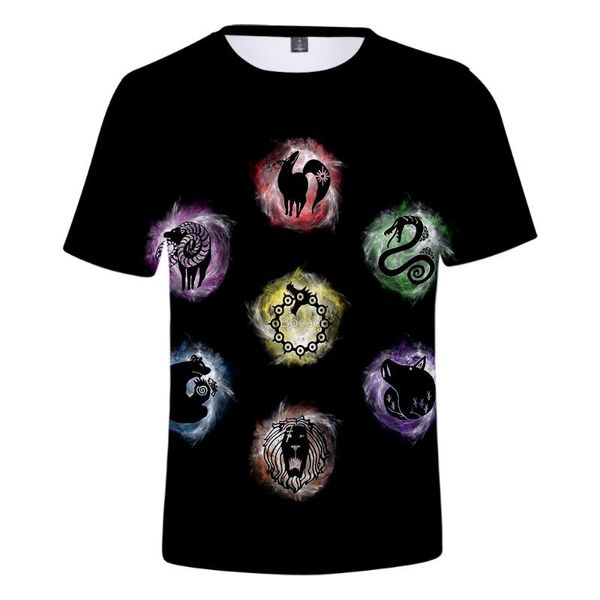 T-shirt da uomo T-shirt 3D per bambini Anime Top The Seven Deadly Sins T-shirt da uomo / donna estiva casual traspirante confortevole