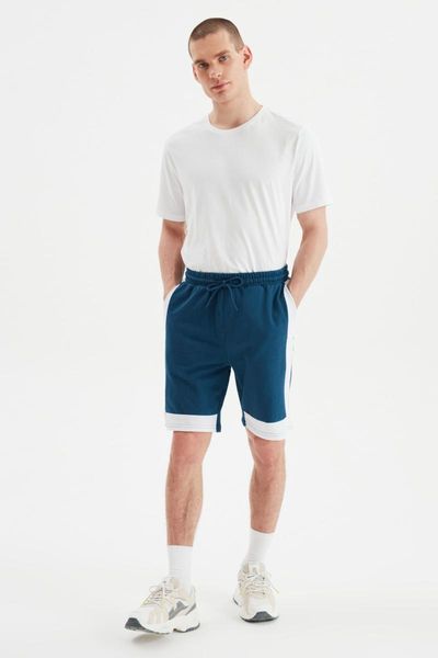

men's shorts trendyol male regular fit panelled & bermuda tmnss21sr0520, White;black