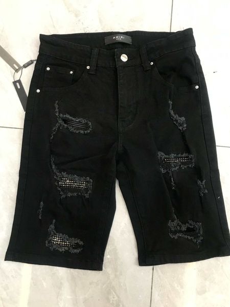 

second hair am black diamond leather denim shorts, Blue
