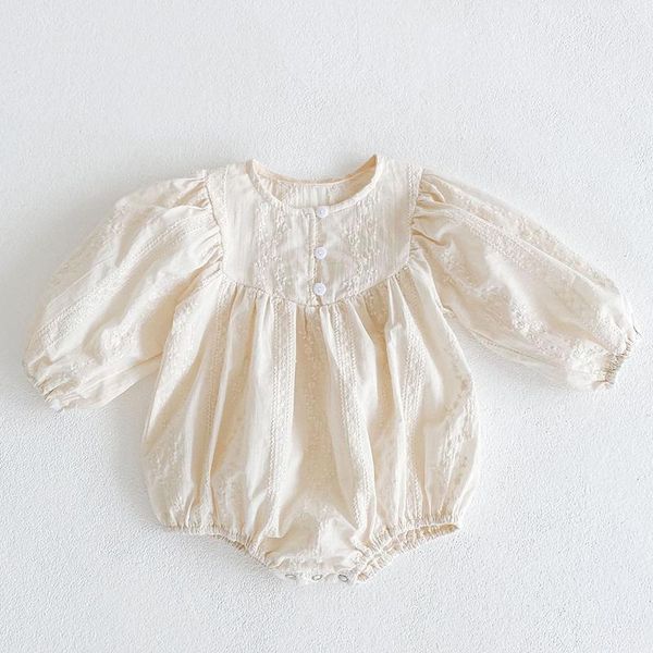 

rompers infant baby girls jumpsuit cotton long sleeve floral embroidery girl bodysuits spring autumn clothes, Blue