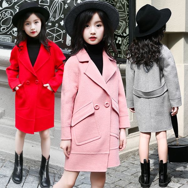 

kids baby girls woolen coat winter warm coat long sleeve solid thick outerwear jacket new fashion 5-10years baby girl clothes, Camo