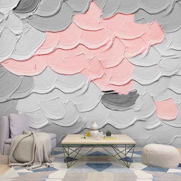 

bacaz modern pink-grey abstract art decor paint irregularity texture wallpaper murals for dinning room wallpapers