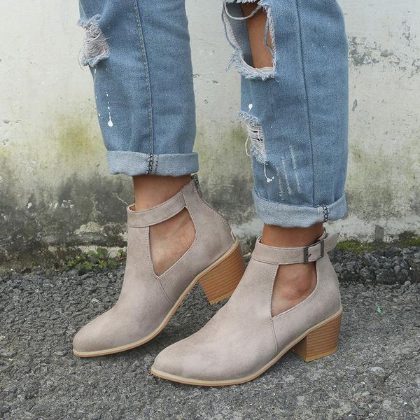 

boots fashion women europe and us explosions thick heel riding hollow solid autumn large size 35-43, Black