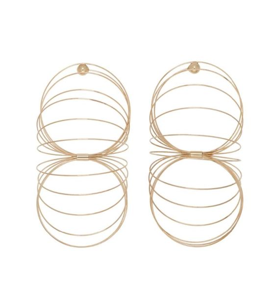 

rongho vintage multi metal spring stud earrings for women hiphop gold circle geometric brincos femme rock bijoux, Golden;silver