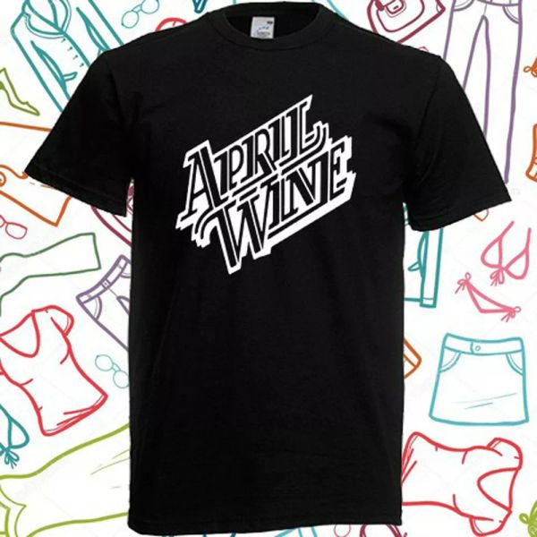 

april wine logo men's black t-shirt size s to 3xl, White;black