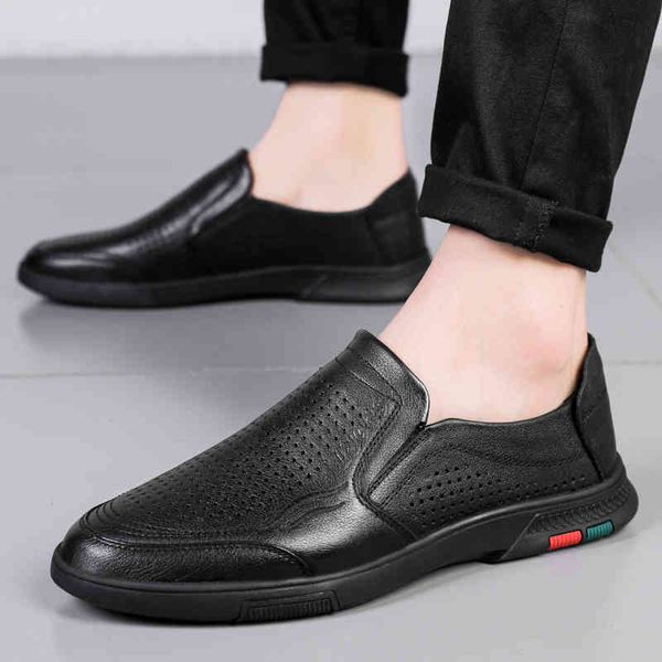 

dress shoes male genuine leather men casual loafers fashion 2021spring and autumn comfy slip-on 's flats shoes 6wqd, Black