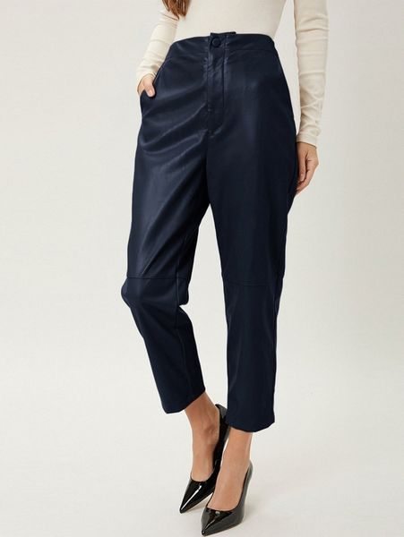 

motf premium pu leather tapered pants q2ih#, Black;white