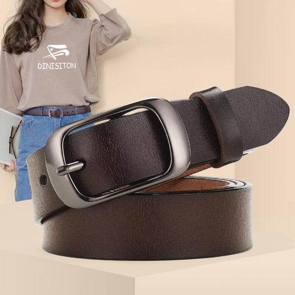 

women genuine leather belt for female strap casual all-match ladies adjustable belts designer brand, Black;brown