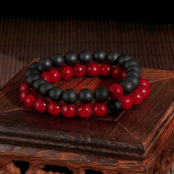 

bangle fashion black red beads bracelets stainless steel glass beaded jewelry for women