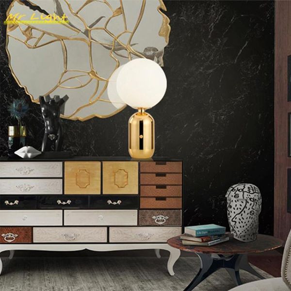 

table lamps modern led lamp metal milky frosted desk glass reading bedroom bedside office home decor stand light