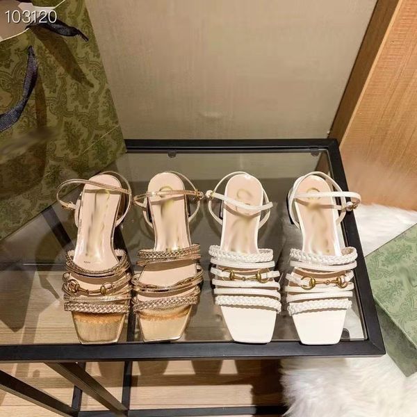 

2021 new high version g sandals women thick heel fashion shoes zlh, Black