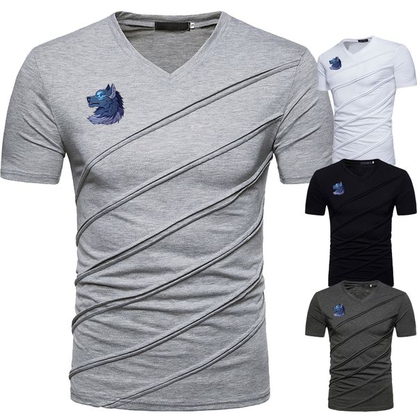 

summer new short sleeve and v-neck sport t shirt for men, White;black