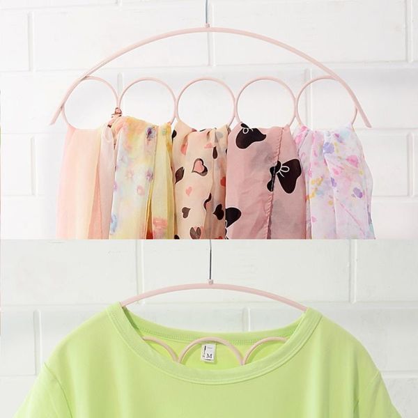 

hangers & racks 5 hole ring scarf wraps shawl storage hanger rope slots holder hook scarves organizer ties belt rack