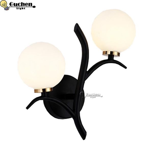 

wall lamps style e27 led metal glass ball lights passage corridor bedroom bedside lamp ac85-265v home decor two heads