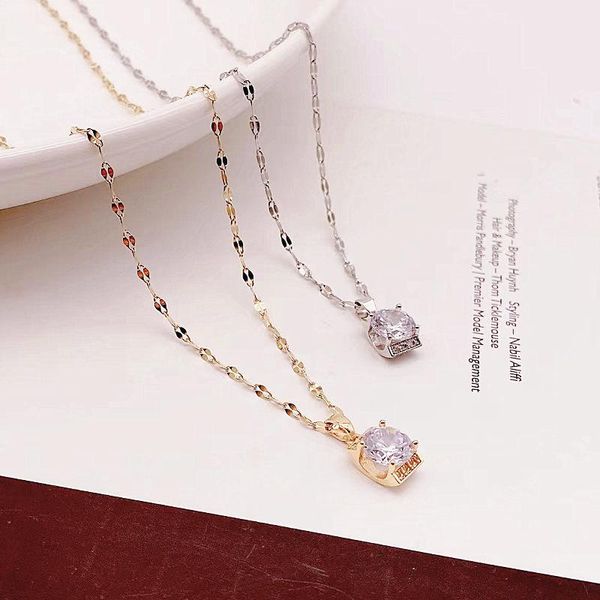 

pendant necklaces 2021 zircon necklace for women fashion clavicle chain geometric square female trendy jewelry gift, Silver