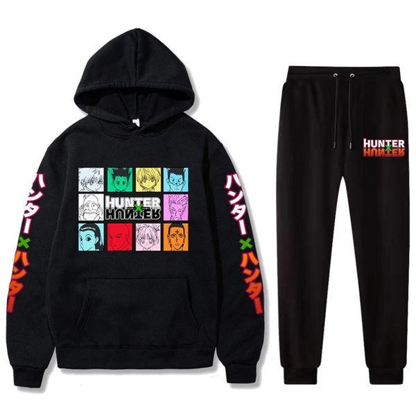 

men's hoodies & sweatshirts japanese anime x hoodie set men women pullover pants tracksuits casual jogging suits, Black