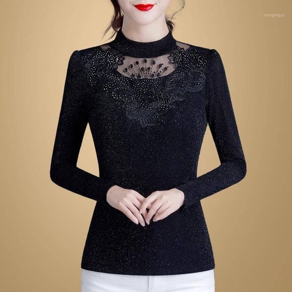 

women spring autumn style lace blouses shirts lady casual long sleeve stand collar blusas zz0573 women's &, White