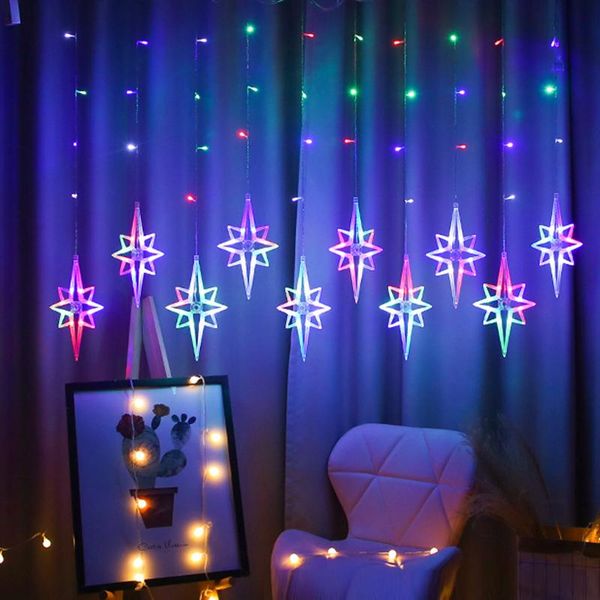 

strings 3.5m led north star curtain light 220v eu christmas garland string fairy lights outdoor for window wedding party decor