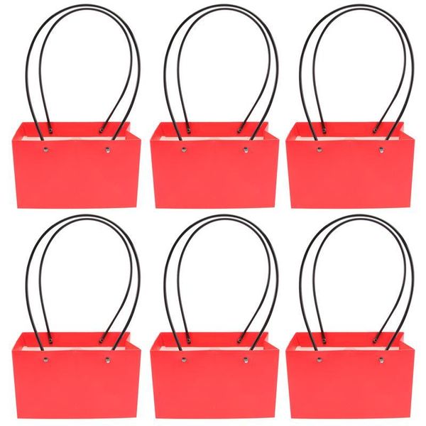 

6pcs portable flower box waterproof paper handy gift bag kraft handbag wrap