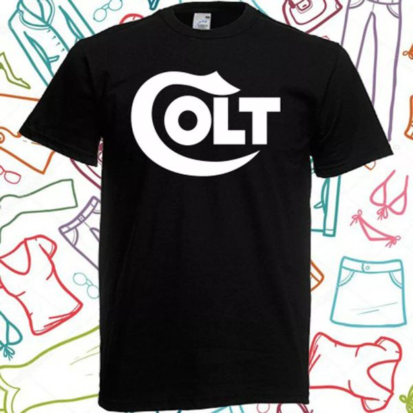 

colt logo rifles firearms revolver men's black t-shirt size s to 3xl, White;black