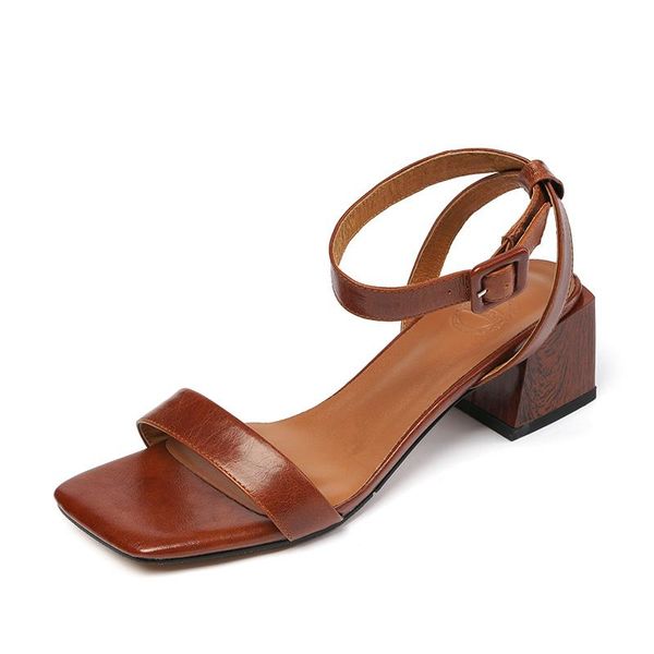 

summer women sandals genuine leather shoes woman heel females fashion, Black