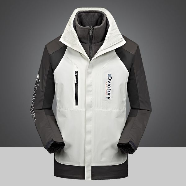 

outdoor jacket detachable liner stormsuit men's windproof, waterproof, cold proof and warm two-piece set 7792, Black;brown