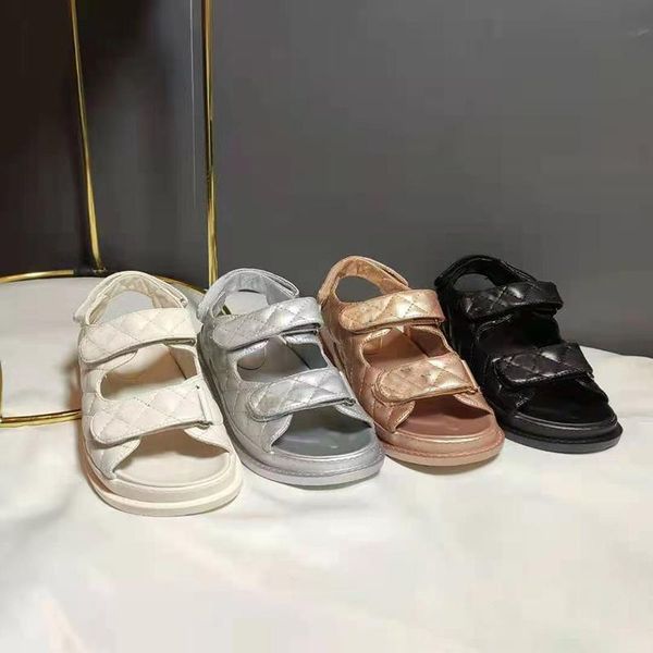 

small fragrant wind sandals female summer flat bottom 2021 all-match rhombic soft leather thick, Black