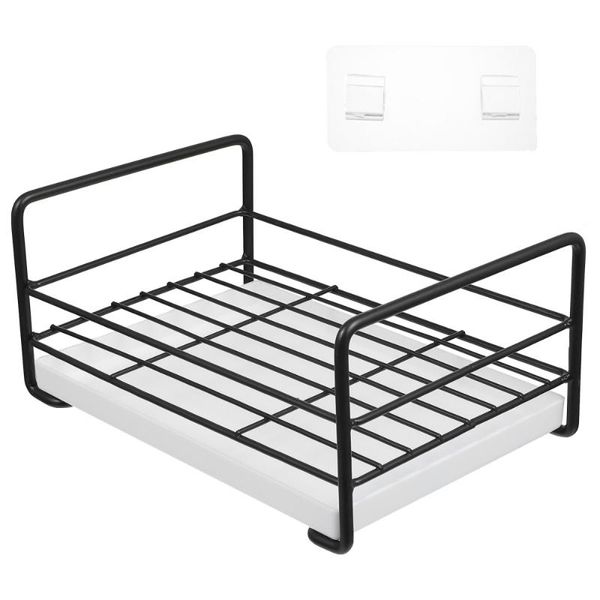 

1pc kitchen stainless steel sponge rag holder rack storage draining & organization