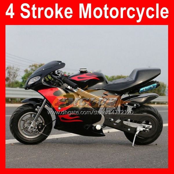 4-Stroke Sıcak Mini Motosiklet Spor Küçük Lokomotif Superbike Moto Bisikletleri El Başlamak 49cc 50cc Gazolin Motobike Kart Çocuk Hediye Yarış Scooter Gerçek Otomatik Parçalama