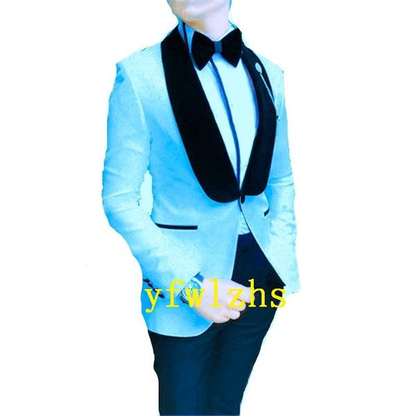 

men's suits & blazers handsome embossing groomsmen shawl lapel groom tuxedos men wedding/prom/dinner blazer(jacket+pants+tie) 286, White;black