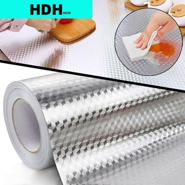 

wallpapers hdhome kitchen oil-proof waterproof stickers aluminum foil stove cabinet self adhesive wall sticker diy wallpaper