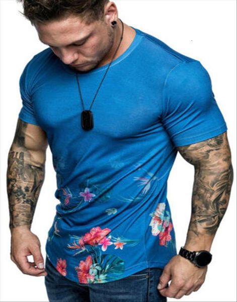 

summer slim fit flower print mens t shirt short sleeve gym tee club casual plus size, White;black