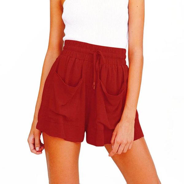 

yoga outfit women's summer relaxed solid color tie elastic pocket casual shorts pants loose sports breathable leggings stretch athletic