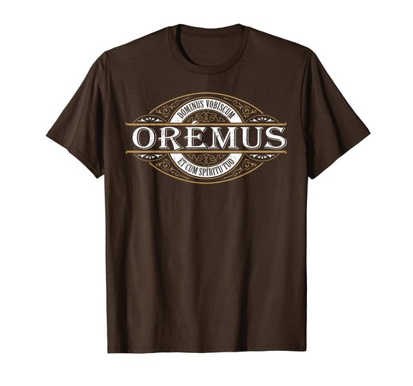 

traditional latin mass oremus dominus distressed catholic t-shirt, White;black