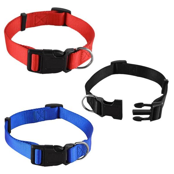 

adjustable nylon dog puppy collar with buckle and clip for lead collars & leashes
