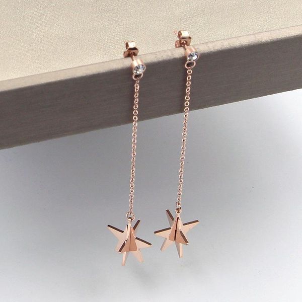 

dangle & chandelier fashion single drill hanging spiked thorn long section earrings rose gold fringe women jewelry, Silver