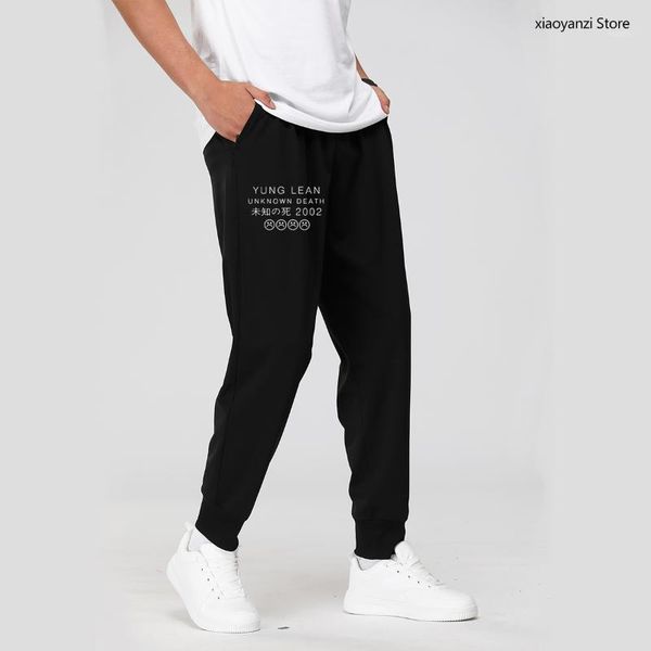 

men's pants yung leans unknown death sad boy printed men 2021 spring autumn sweatpants sports long fitness trousers, Black