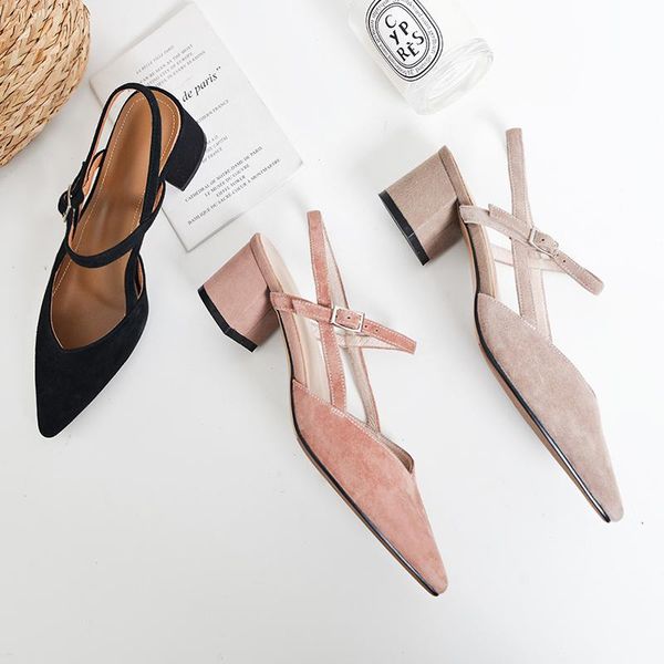 

summer women sandals genuine leather woman high heels shoes square heeled slides outside ladies size 41 42 43, Black