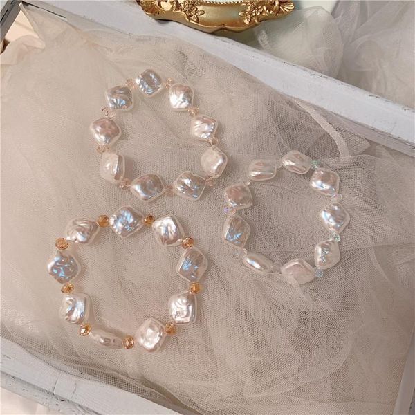 

beaded, strands ins crystal bracelet diamond handmade beaded pearl bracelets on hand couple charms for women women's homme kpop set, Black