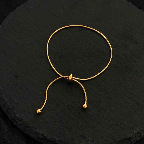 

huanzhi simple design gold color snake chain bangle pull-out adjustable bracelet for women girl men beads jewelry 22cm, Red;brown