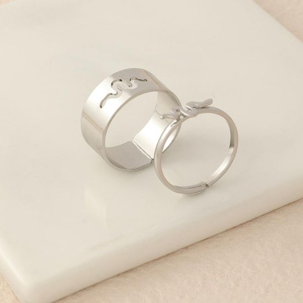 

wedding rings fashion creative animal snake-shaped hollow ring hip-hop punk style simple personality couple party jewelry accessories gift, Slivery;golden