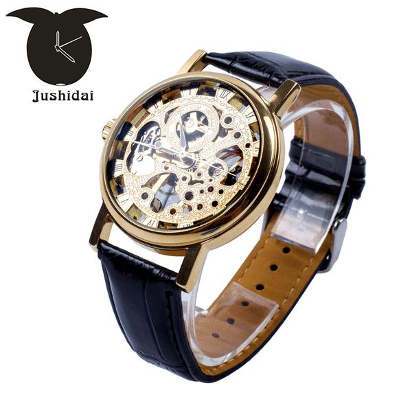 

new hollow mechanical watch fashion temperament men's business watch, Slivery;brown