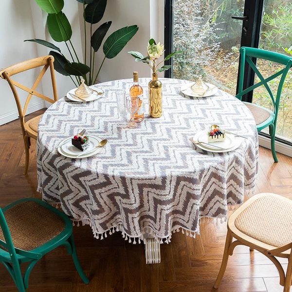 

lace fabric tassel striped round tablecloth for table cover dining desk cloth party wedding holiday birthday decoration