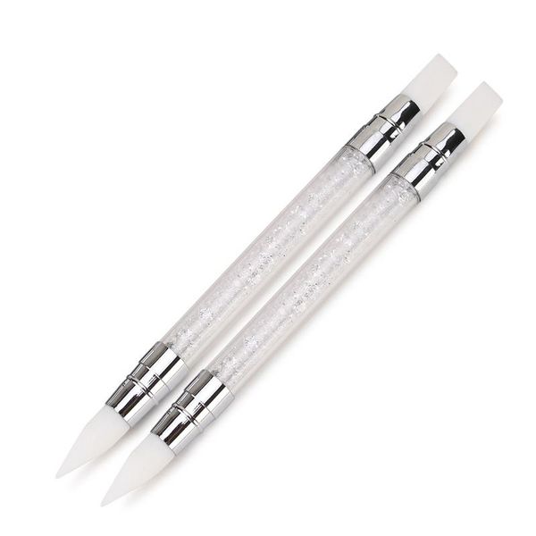 2021 1 Pc Dual-ended Nail art Silikon Skulptur Stift 3D Carving DIY Glitter Pulver Flüssigkeit Maniküre Punktierung Pinsel nagel Tipps Werkzeug