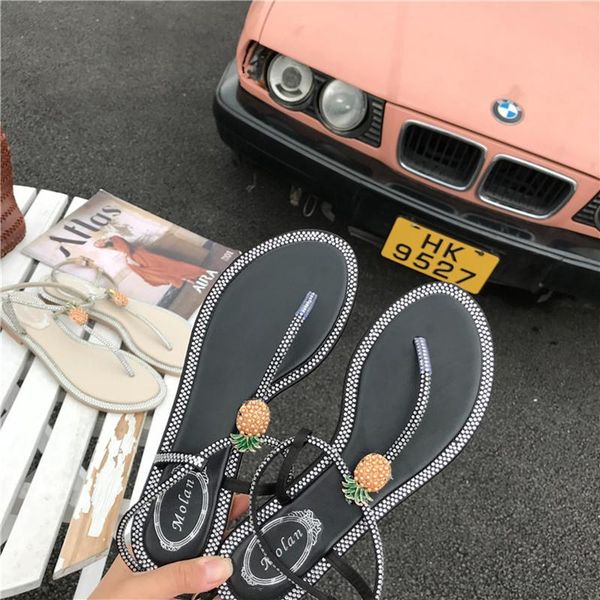 

women sandals 2021 summer rhinestones shoes fashion roman for slides outside, Black