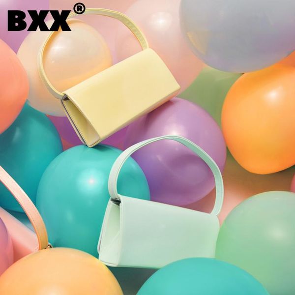 

[bxx] simple solid color pu leather bags for women 2021 summer shoulder bag trending luxury ladies hand hs090 cross body